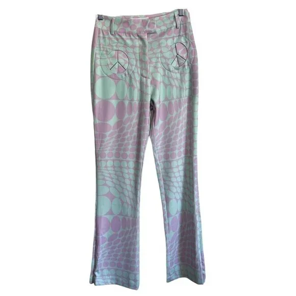 HOUSE OF SUNNY MINT LILAC PURPLE HAZE PARTY FLARE PANTS -  4 - Picture 2 of 11